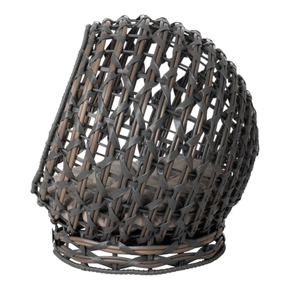 Side view showing the woven hemisphere shell and low ring base